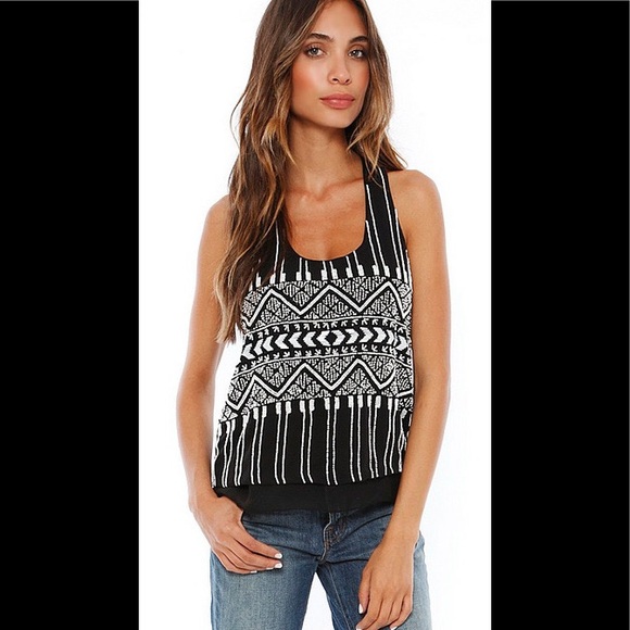 Parker Zuma Tank Silk Beaded Black White Size Medium - Picture 2 of 12